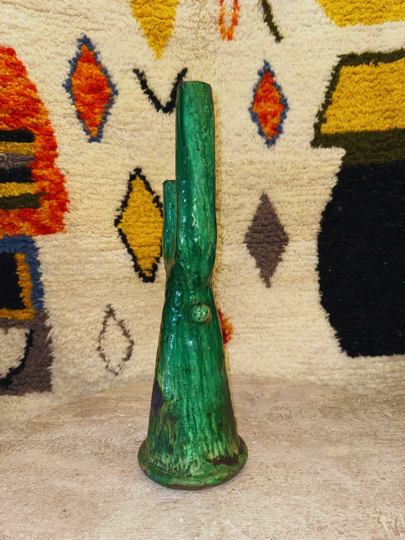 Poterie vase vert Tamegroute – Modèle 2 – 53x22 cm - Rue Majorelle