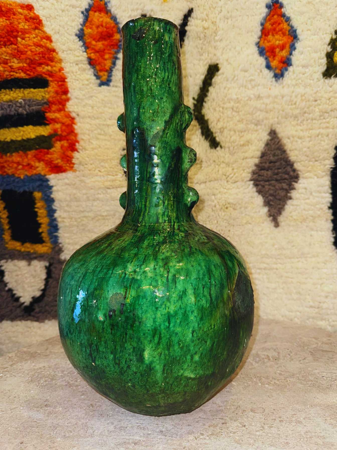 Poterie vase vert Tamegroute – Modèle 4 – 50x32 cm - Rue Majorelle