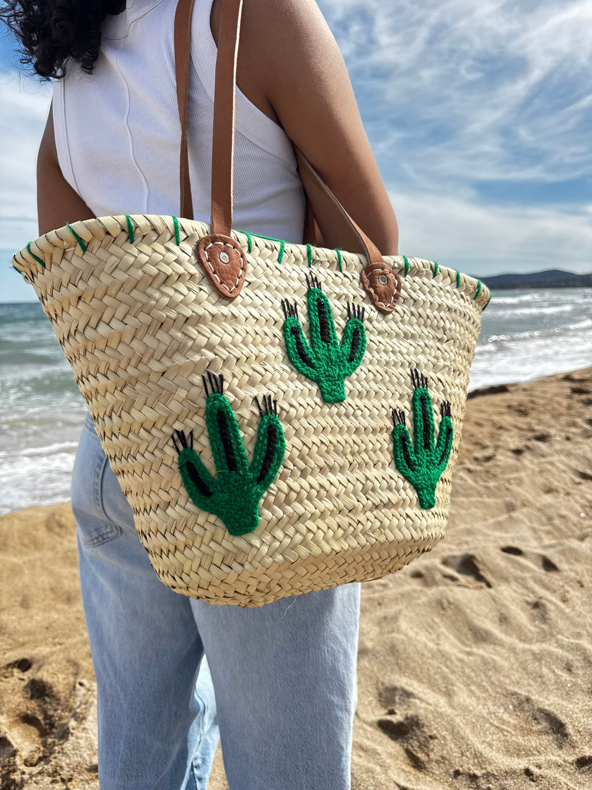 Grand panier marocain cactus