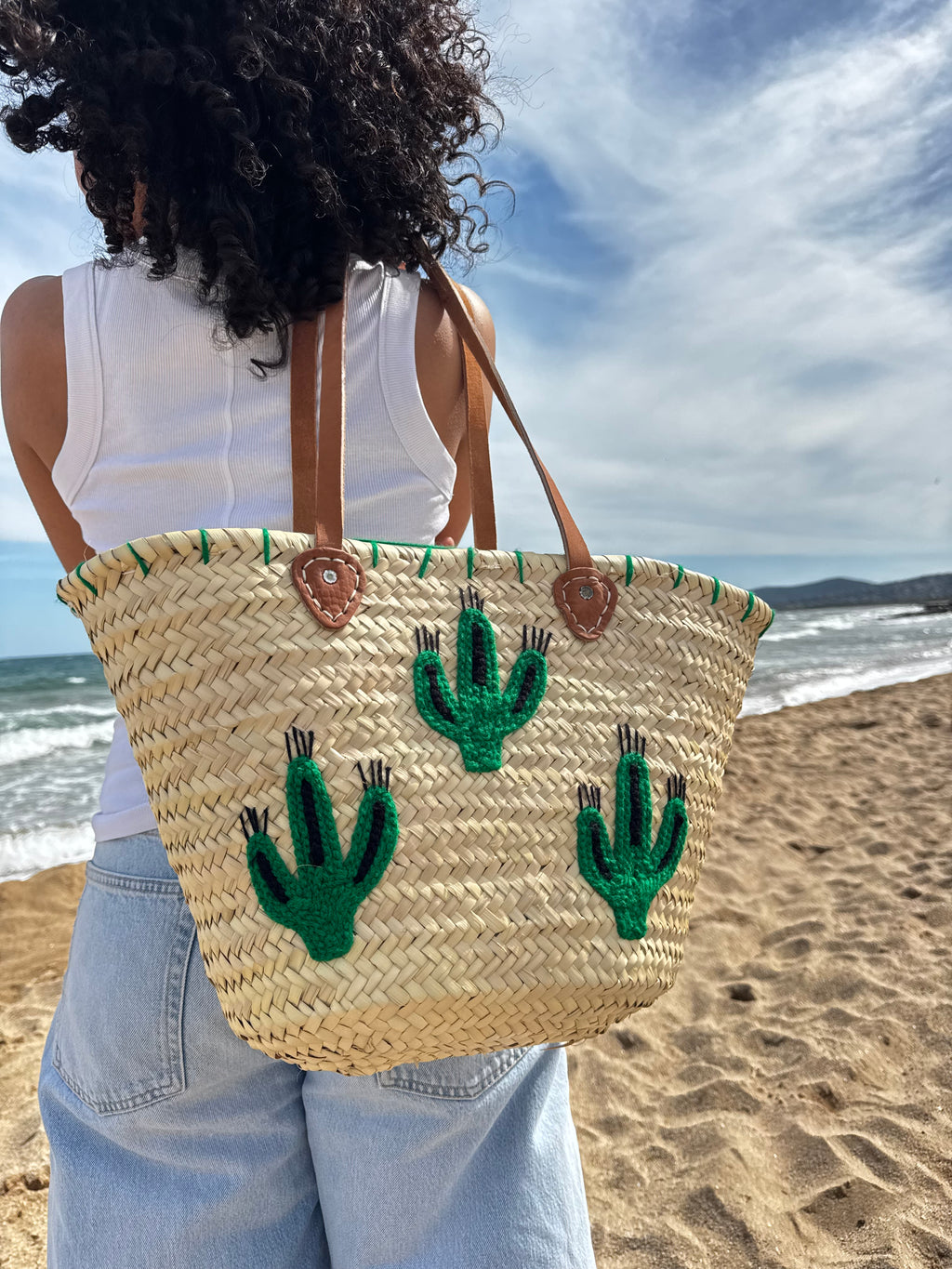 Grand panier marocain cactus