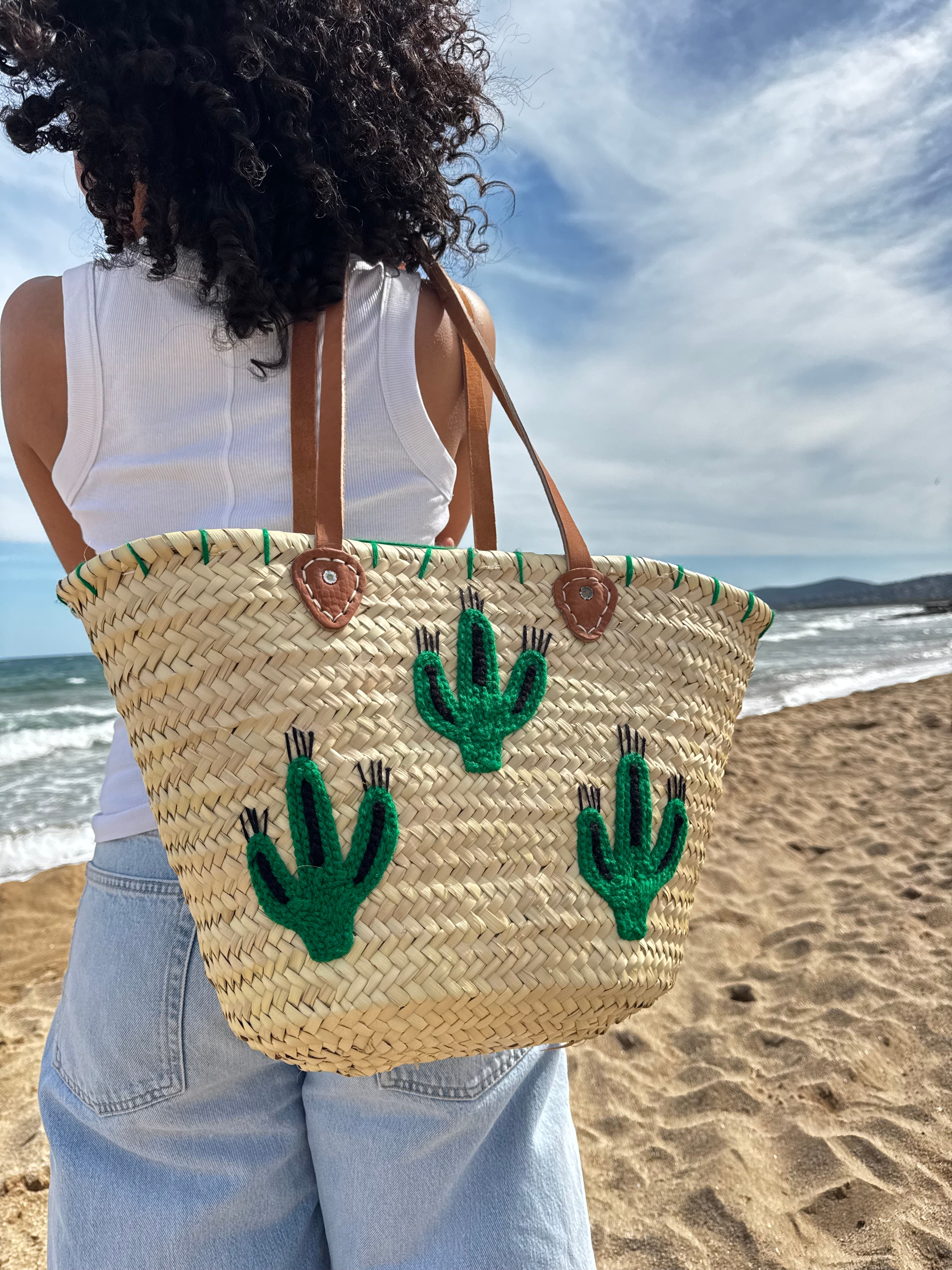 Grand panier marocain cactus