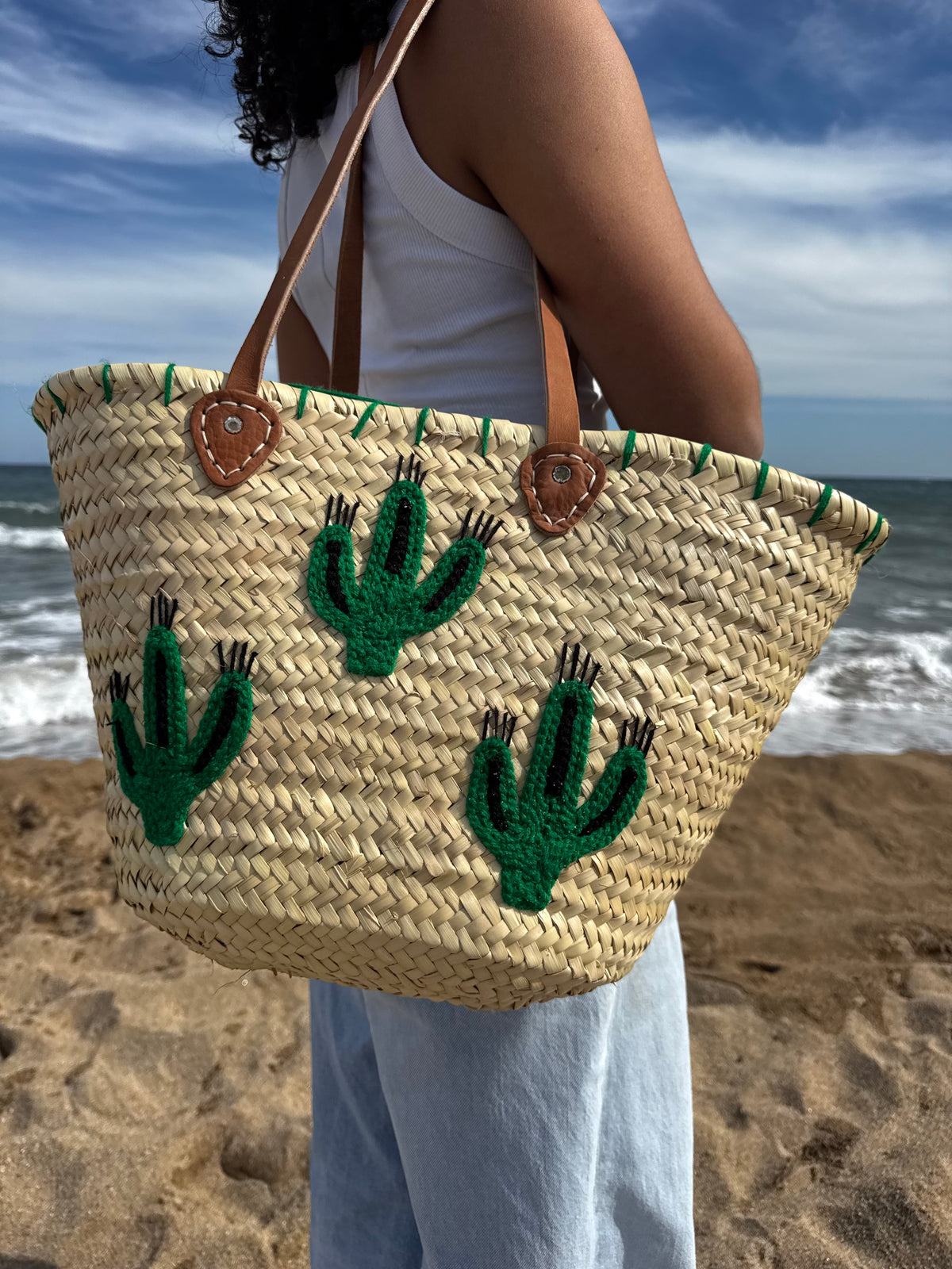 Grand panier marocain cactus