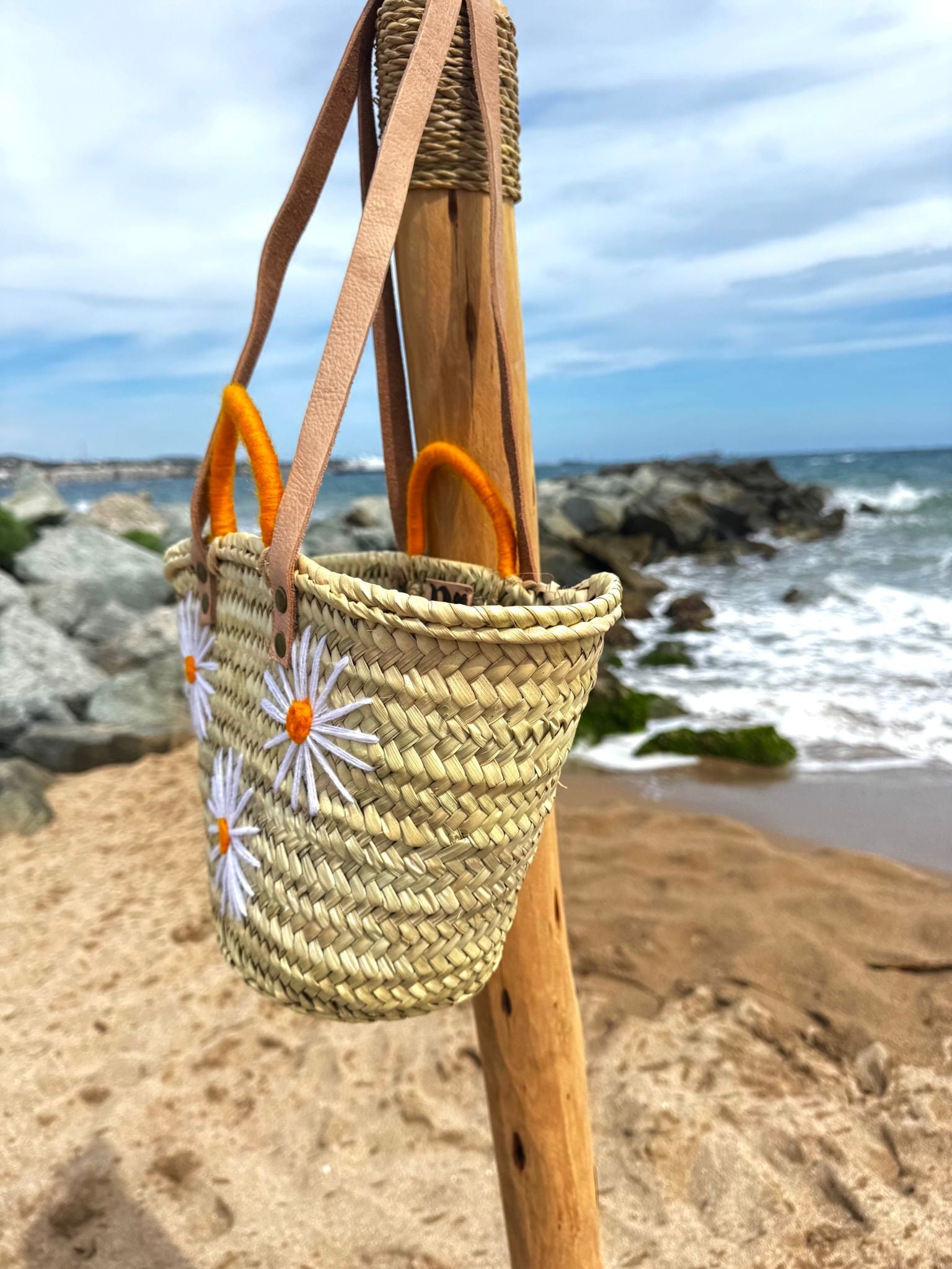 Petit panier marocain fleurs marguerites