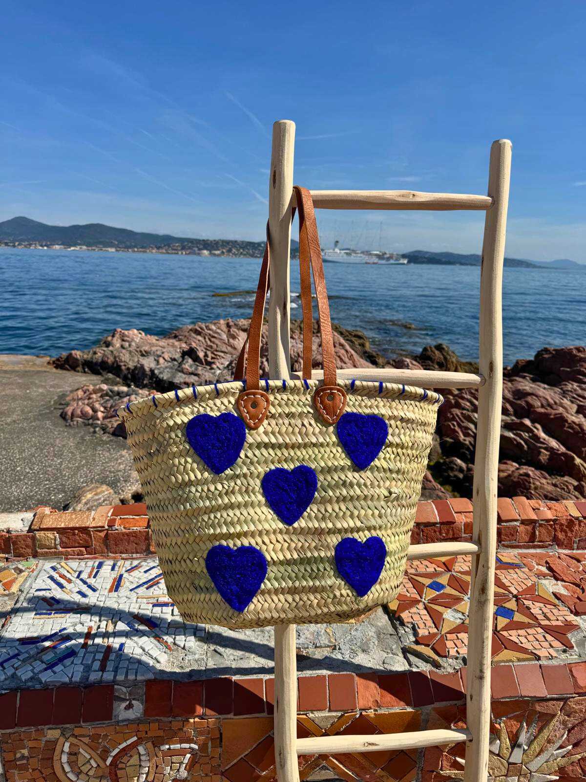 Grand panier cœurs bleus - Rue Majorelle