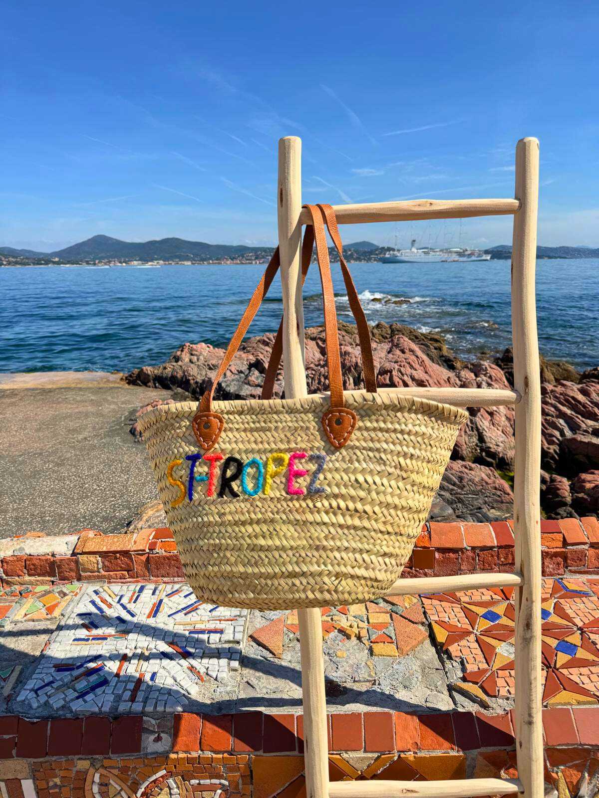 Grand panier St - Tropez (coloris lettres variables) - Rue Majorelle
