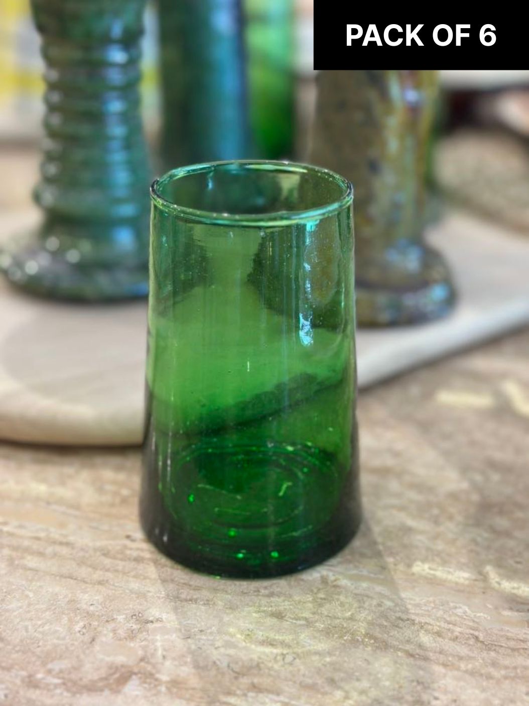 Lot de 6 verres Beldi verts - Rue Majorelle