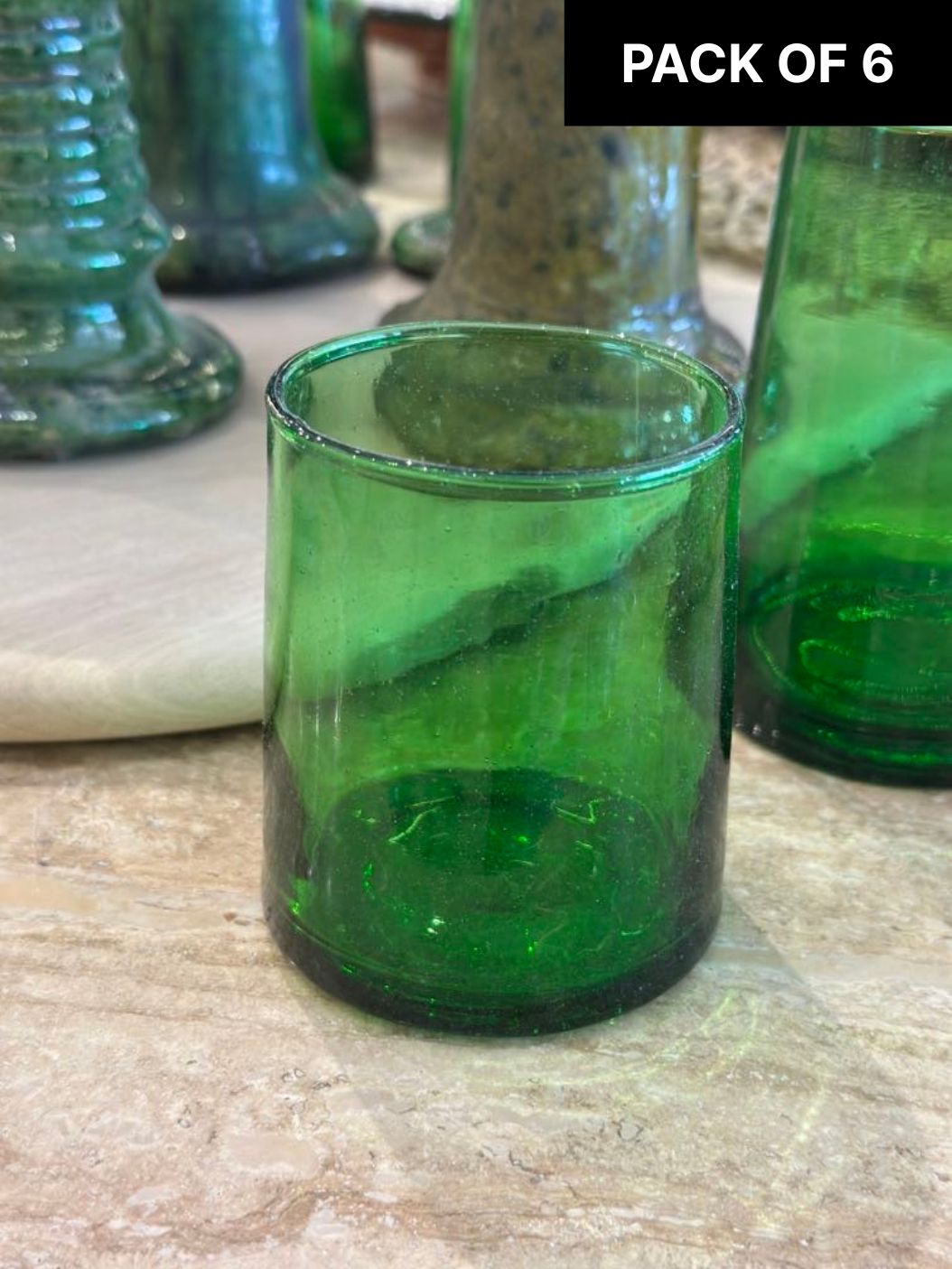 Lot de 6 verres Beldi verts - Rue Majorelle