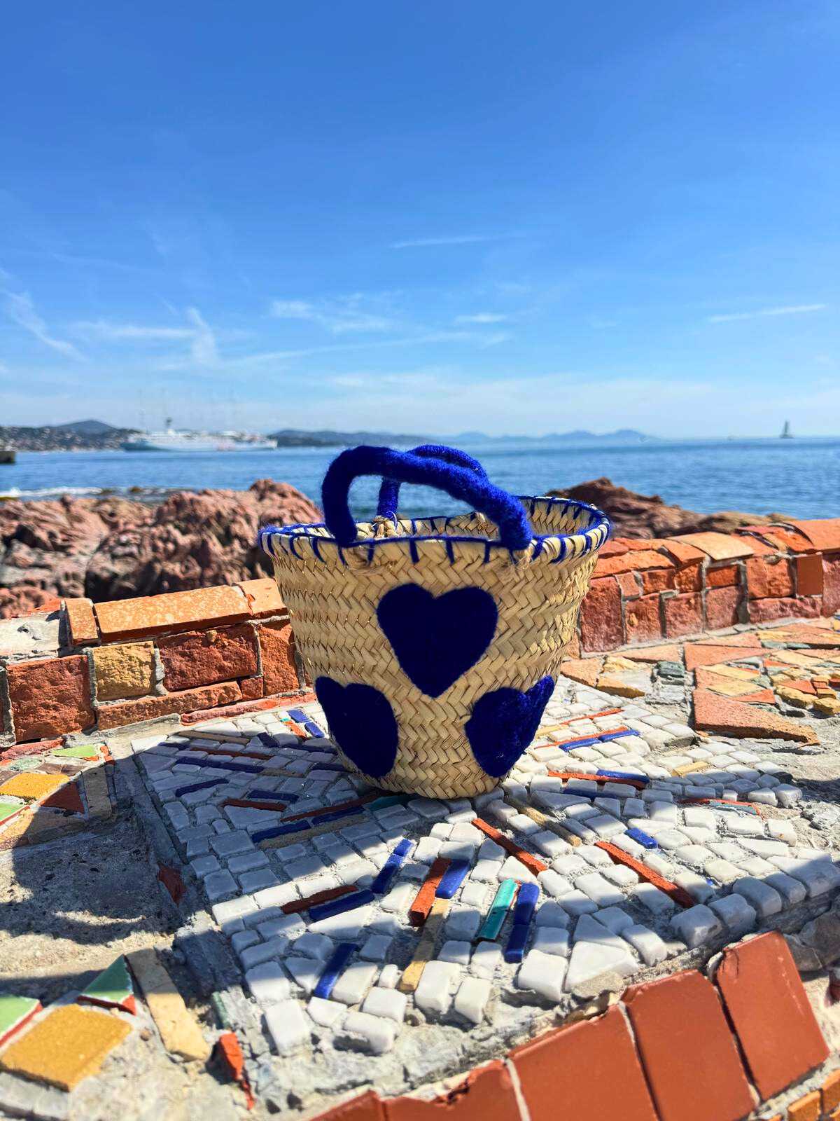 Petit panier cœurs bleus - Rue Majorelle