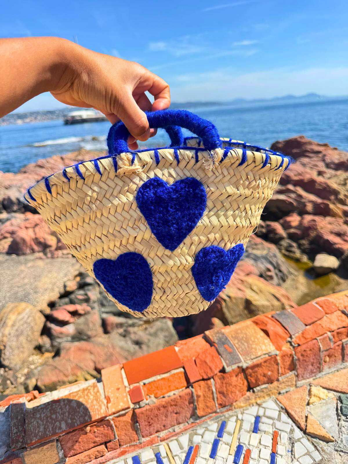 Petit panier cœurs bleus - Rue Majorelle