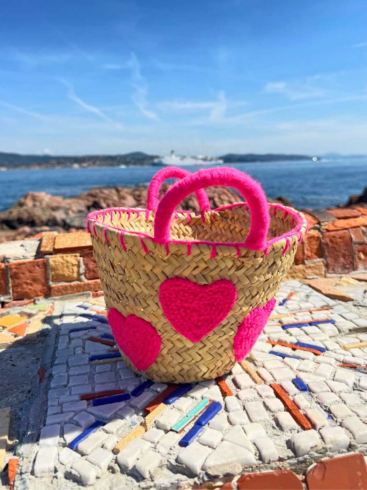 Petit panier cœurs roses - Rue Majorelle