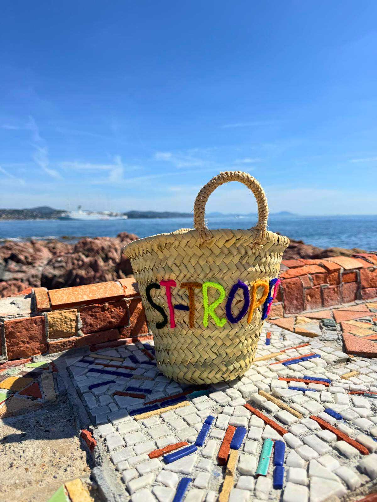 Petit panier St - Tropez (coloris lettres variables) - Rue Majorelle