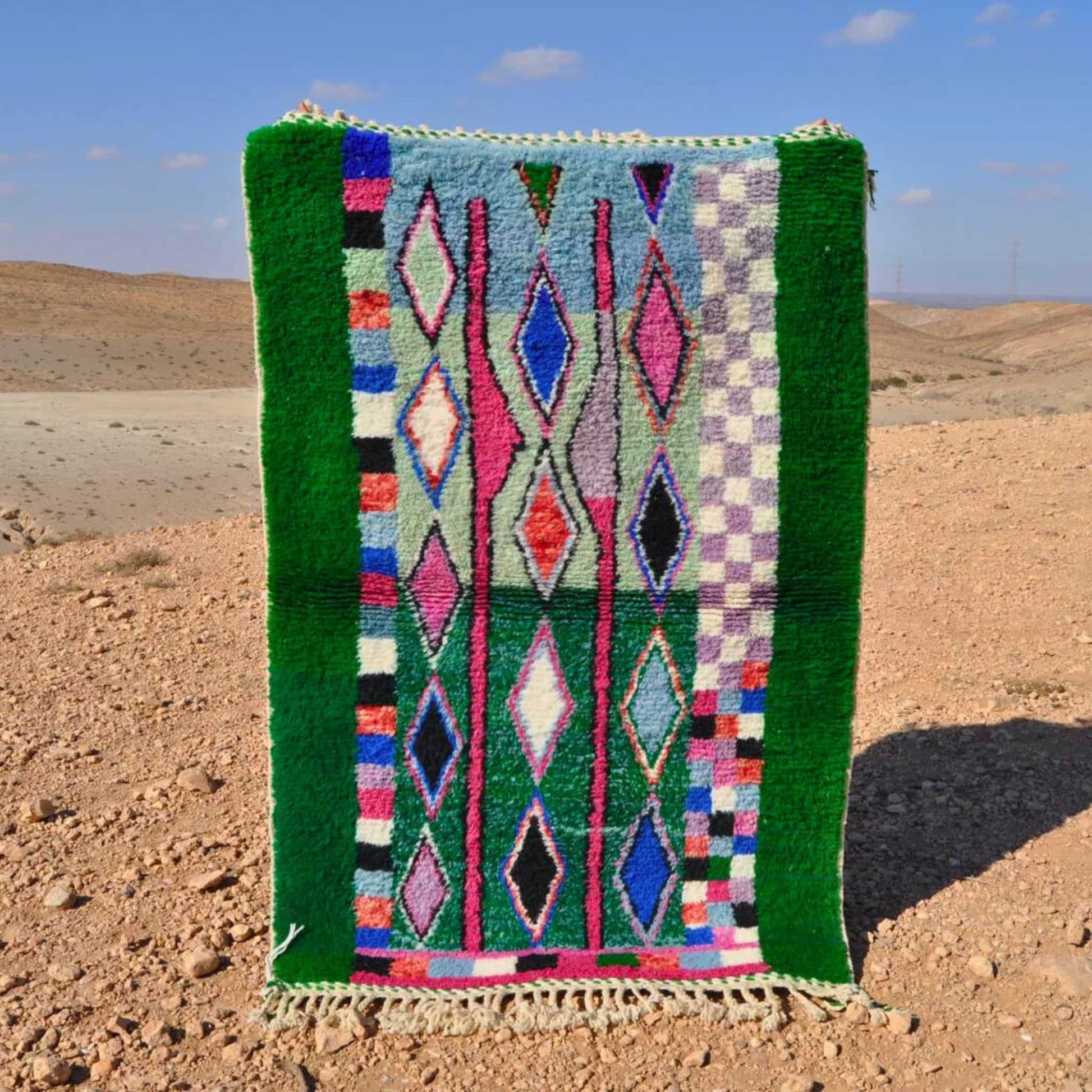 Petit tapis berbère coloré en laine - n°020 | 100x150 cm - Rue Majorelle