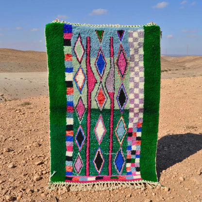 Petit tapis berbère coloré en laine - n°020 | 100x150 cm - Rue Majorelle