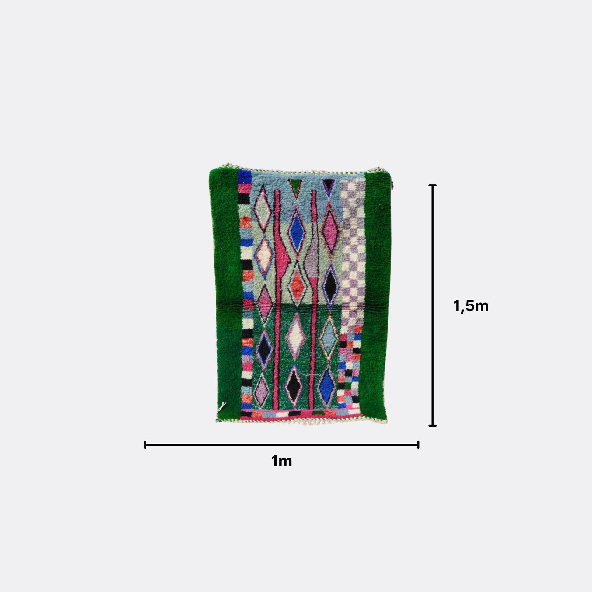 Petit tapis berbère coloré en laine - n°020 | 100x150 cm - Rue Majorelle