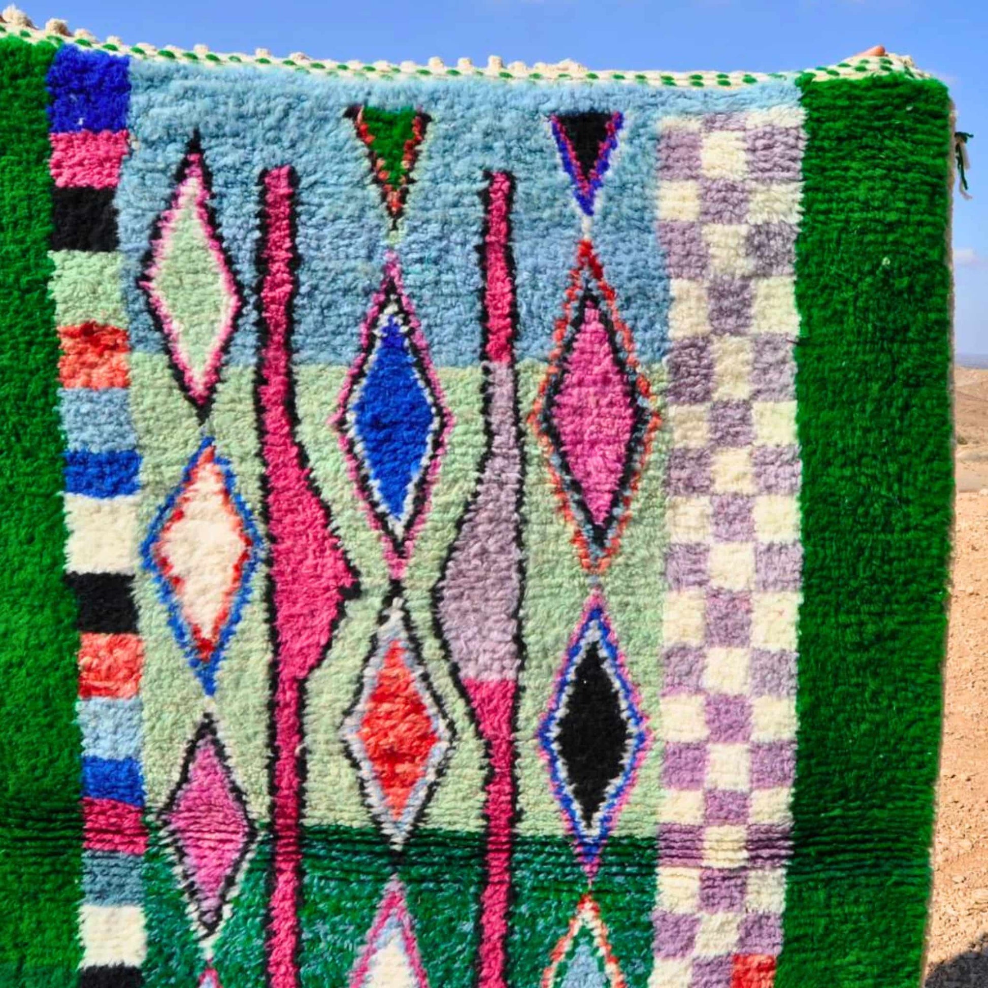 Petit tapis berbère coloré en laine - n°020 | 100x150 cm - Rue Majorelle