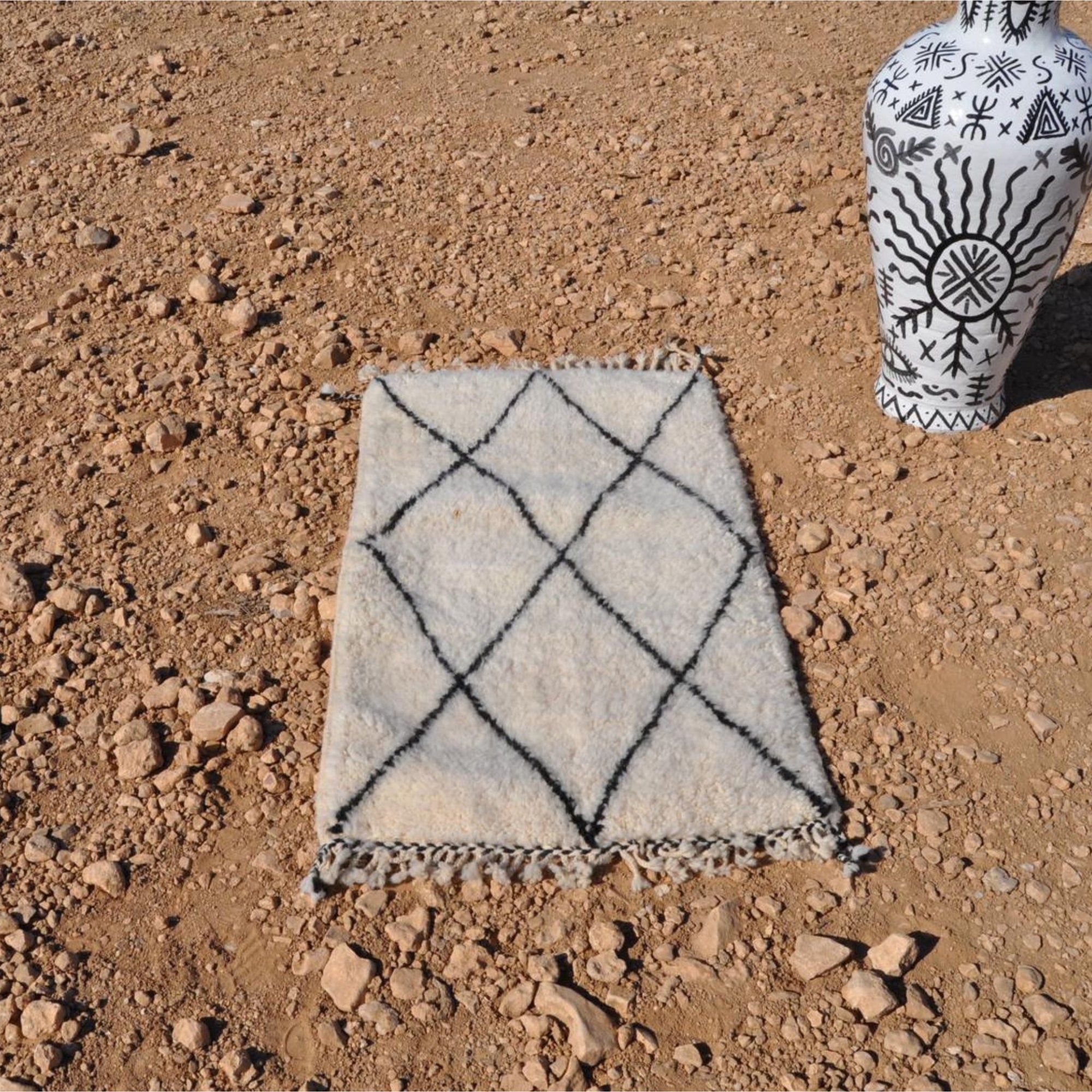 Petit tapis berbère en laine - n°023 | 80x30 cm - Rue Majorelle