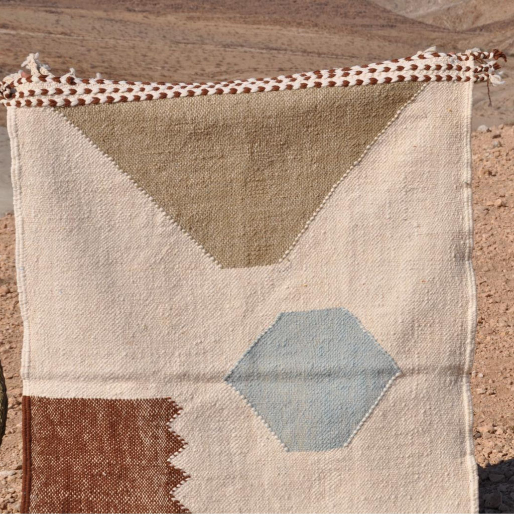 Petit tapis kilim - berbère zanafi en laine - n°035 | 100x150 cm - Rue Majorelle