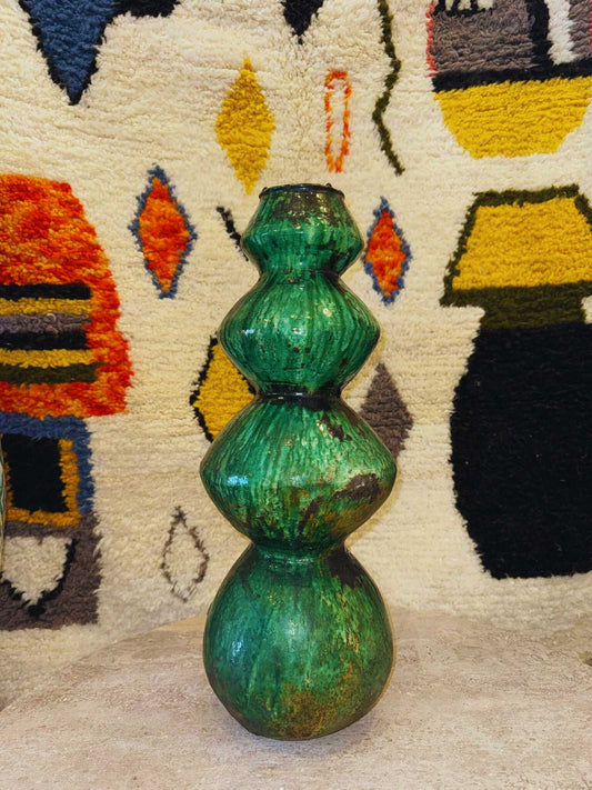 Poterie vase vert Tamegroute – Modèle 1 – 62x25 cm - Rue Majorelle