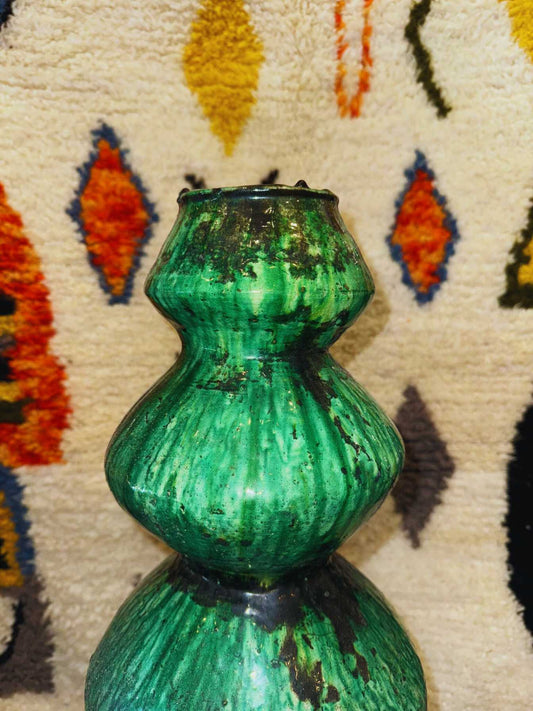 Poterie vase vert Tamegroute – Modèle 1 – 62x25 cm - Rue Majorelle