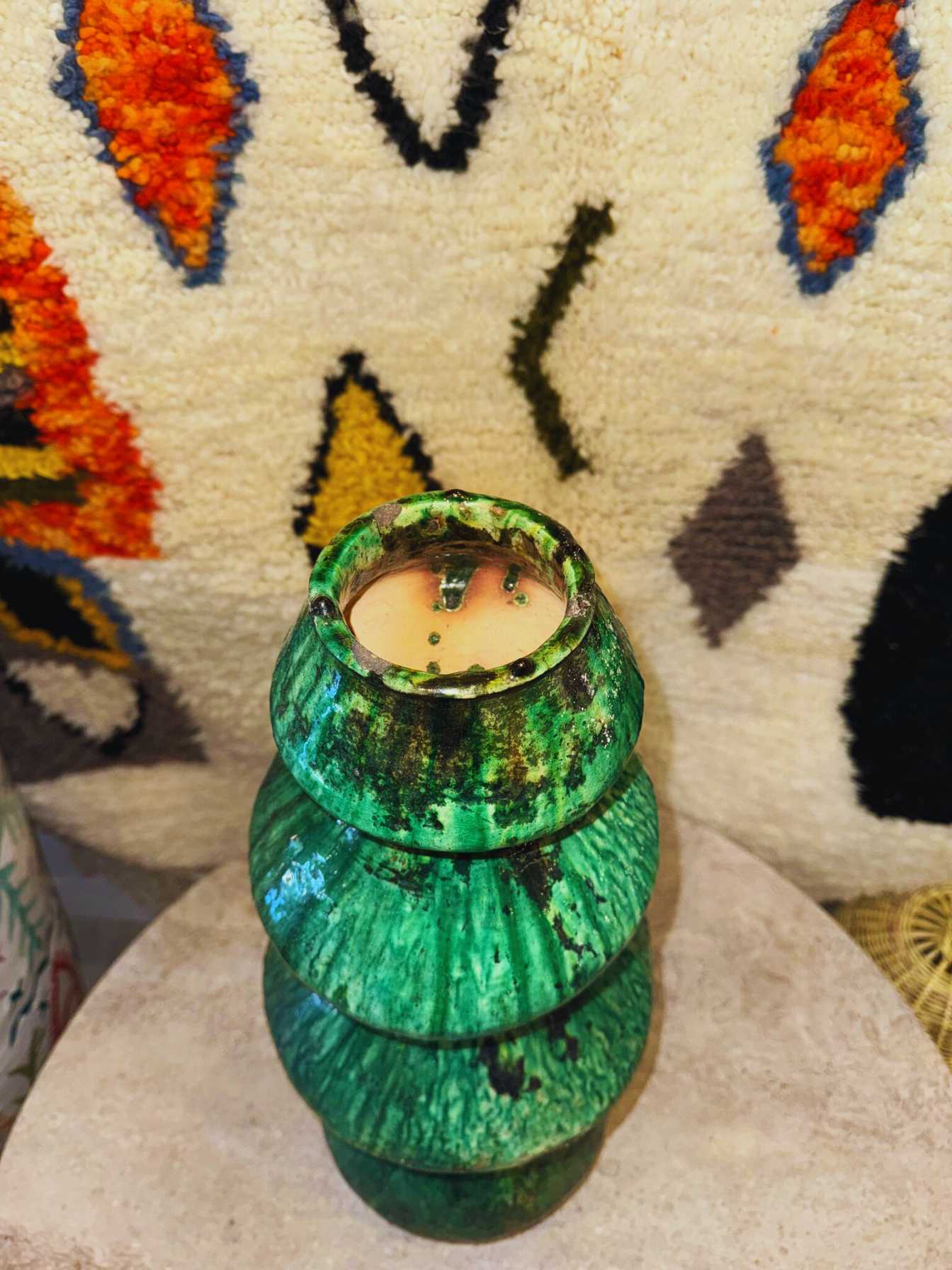 Poterie vase vert Tamegroute – Modèle 1 – 62x25 cm - Rue Majorelle