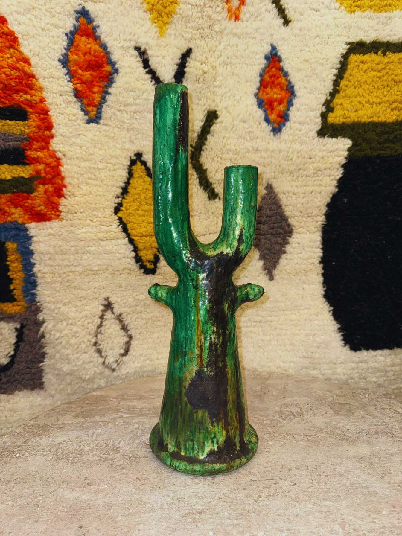 Poterie vase vert Tamegroute – Modèle 2 – 53x22 cm - Rue Majorelle