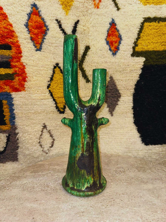 Poterie vase vert Tamegroute – Modèle 2 – 53x22 cm - Rue Majorelle