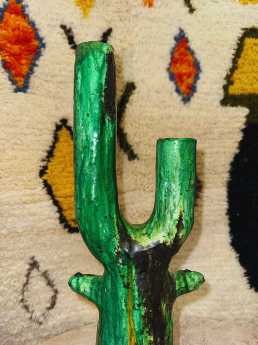 Poterie vase vert Tamegroute – Modèle 2 – 53x22 cm - Rue Majorelle