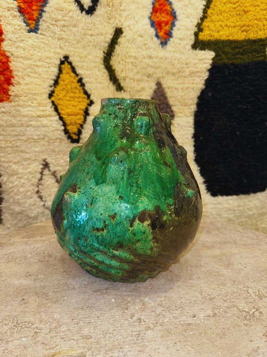 Poterie vase vert Tamegroute – Modèle 3 – 33x25 cm - Rue Majorelle