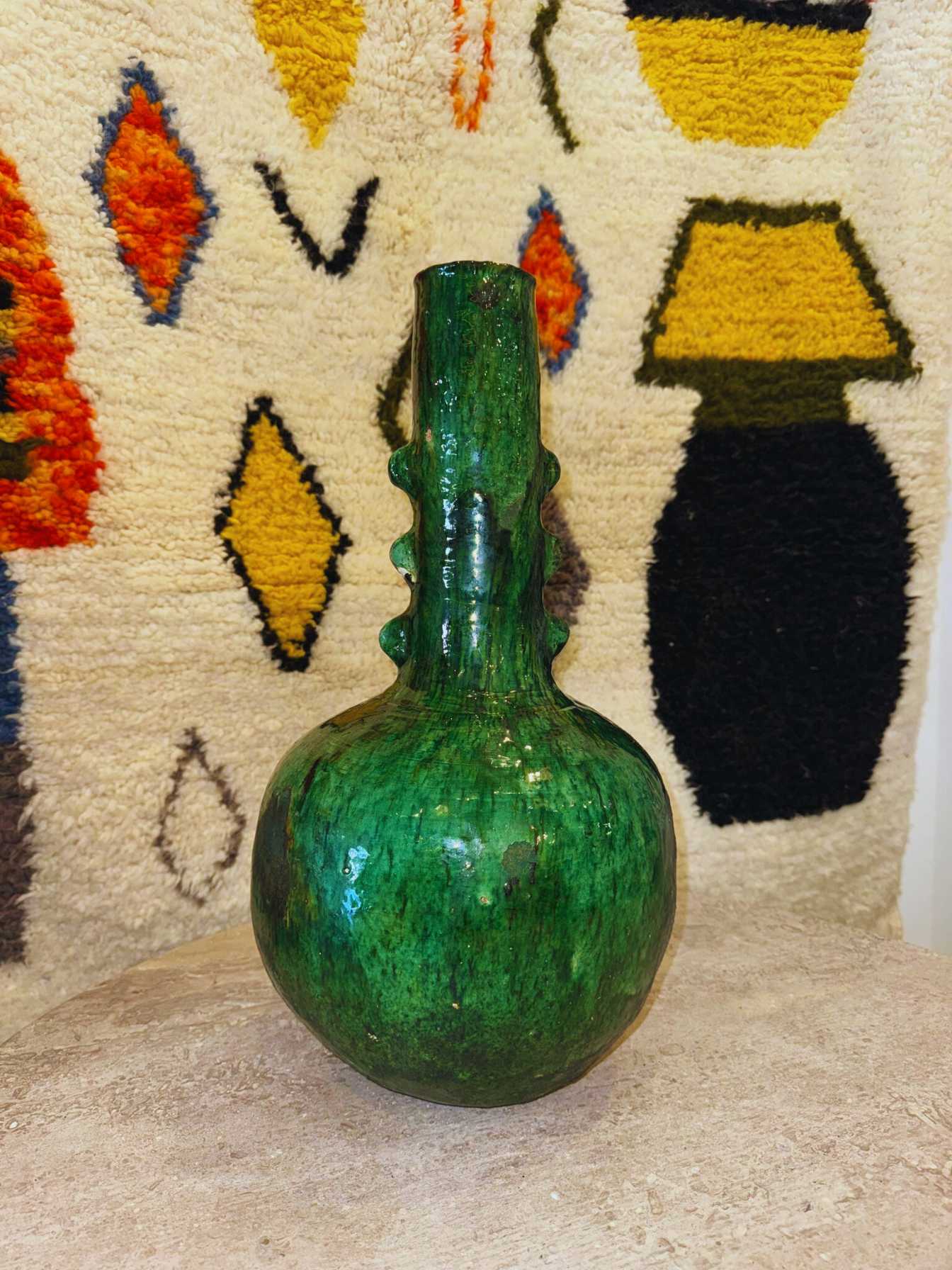 Poterie vase vert Tamegroute – Modèle 4 – 50x32 cm - Rue Majorelle