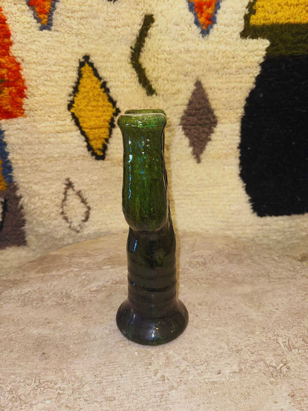 Poterie vase vert Tamegroute – Modèle 7 – H36x23 cm - Rue Majorelle