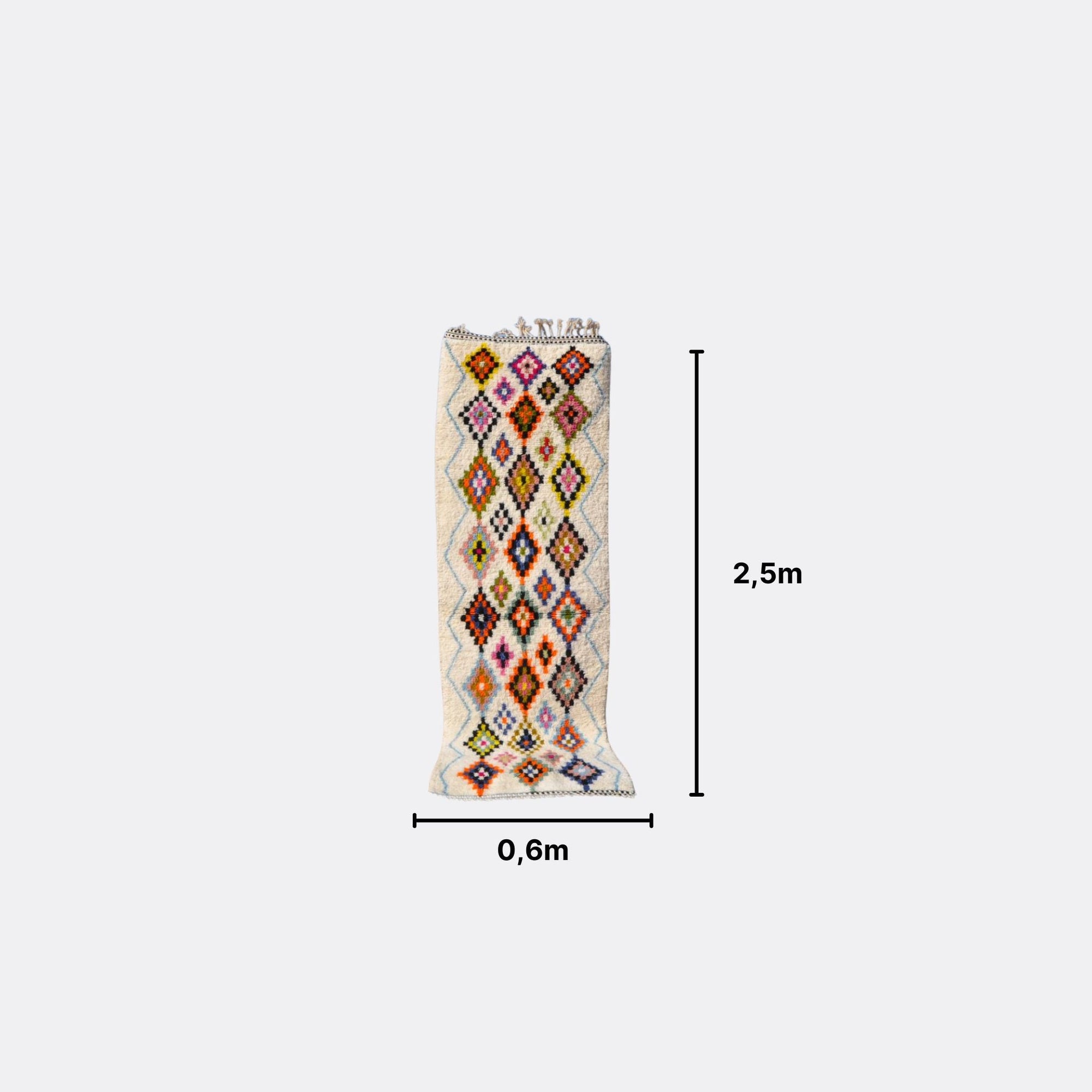 Tapis berbère coloré en laine - n°010 | 60x250 cm | Tapis de couloir - Rue Majorelle