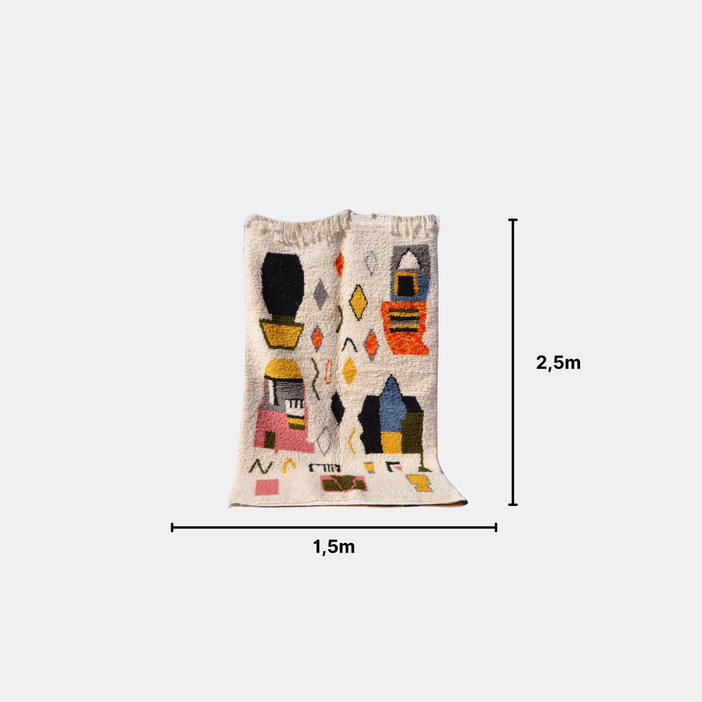 Tapis berbère coloré en laine - n°015 | 150x250 cm - Rue Majorelle