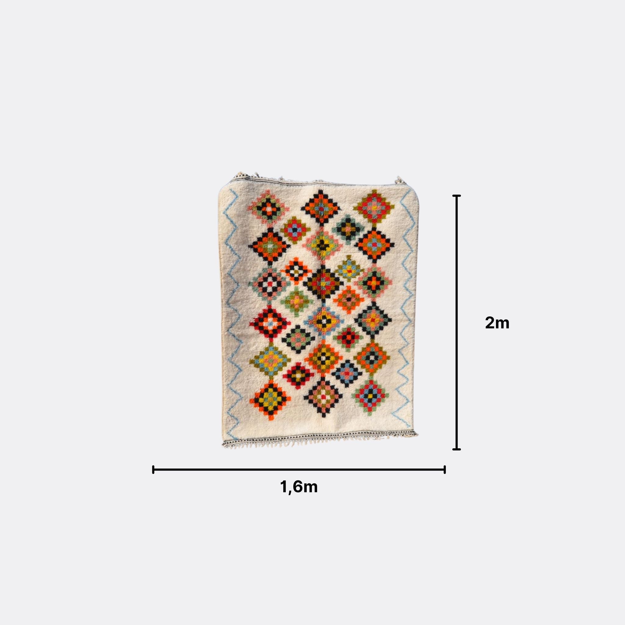 Tapis berbère coloré en laine - n°016 | 160x200 cm - Rue Majorelle