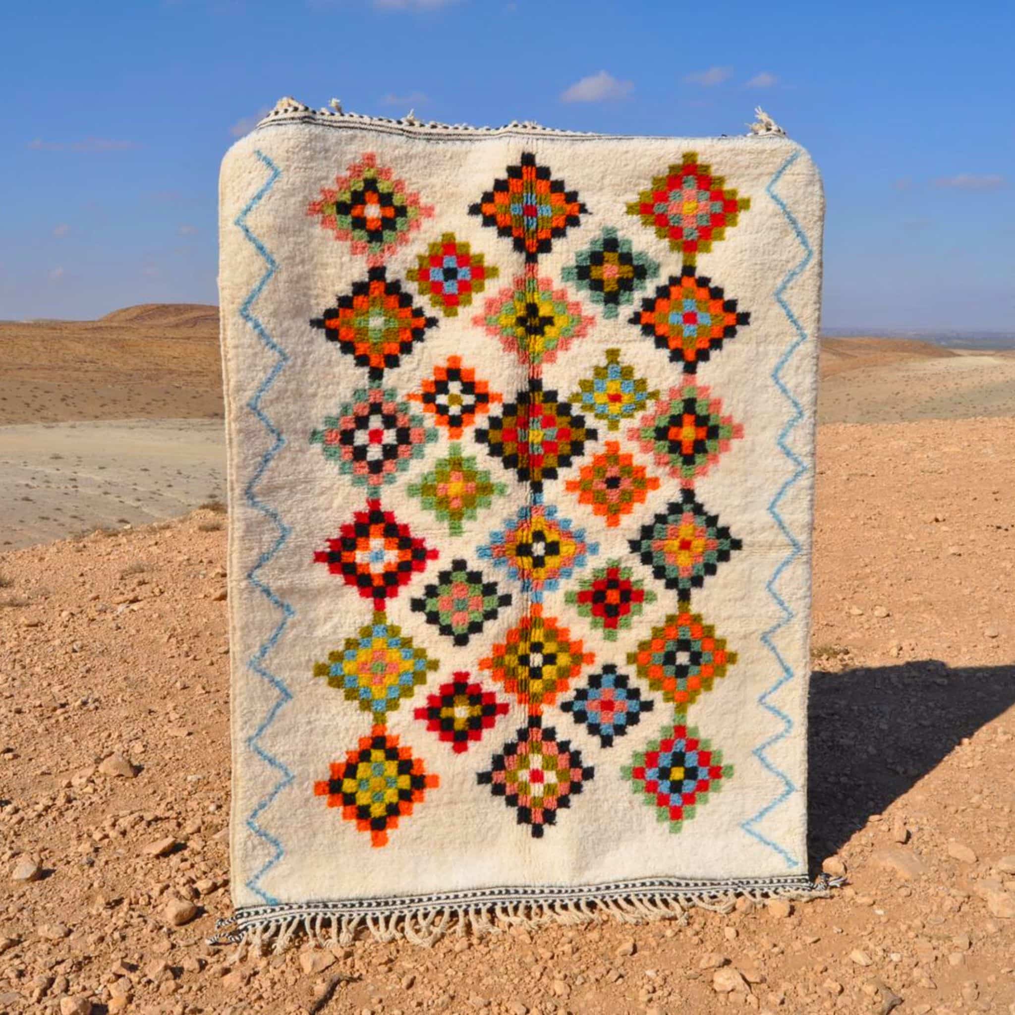 Tapis berbère coloré en laine - n°016 | 160x200 cm - Rue Majorelle
